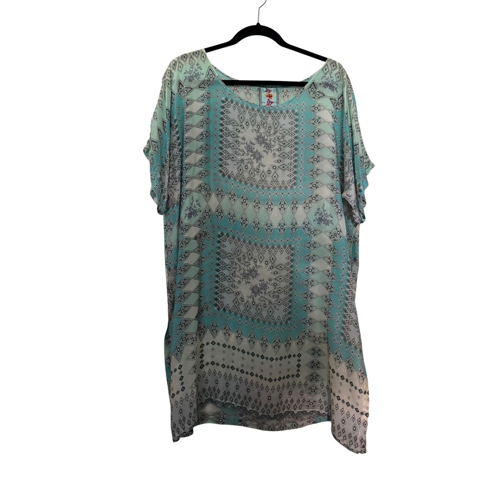 Johnny Was Artsy  Print Rayon Tunic Top Boho Light Airy Loose Fit Sz L - Picture 2 of 8